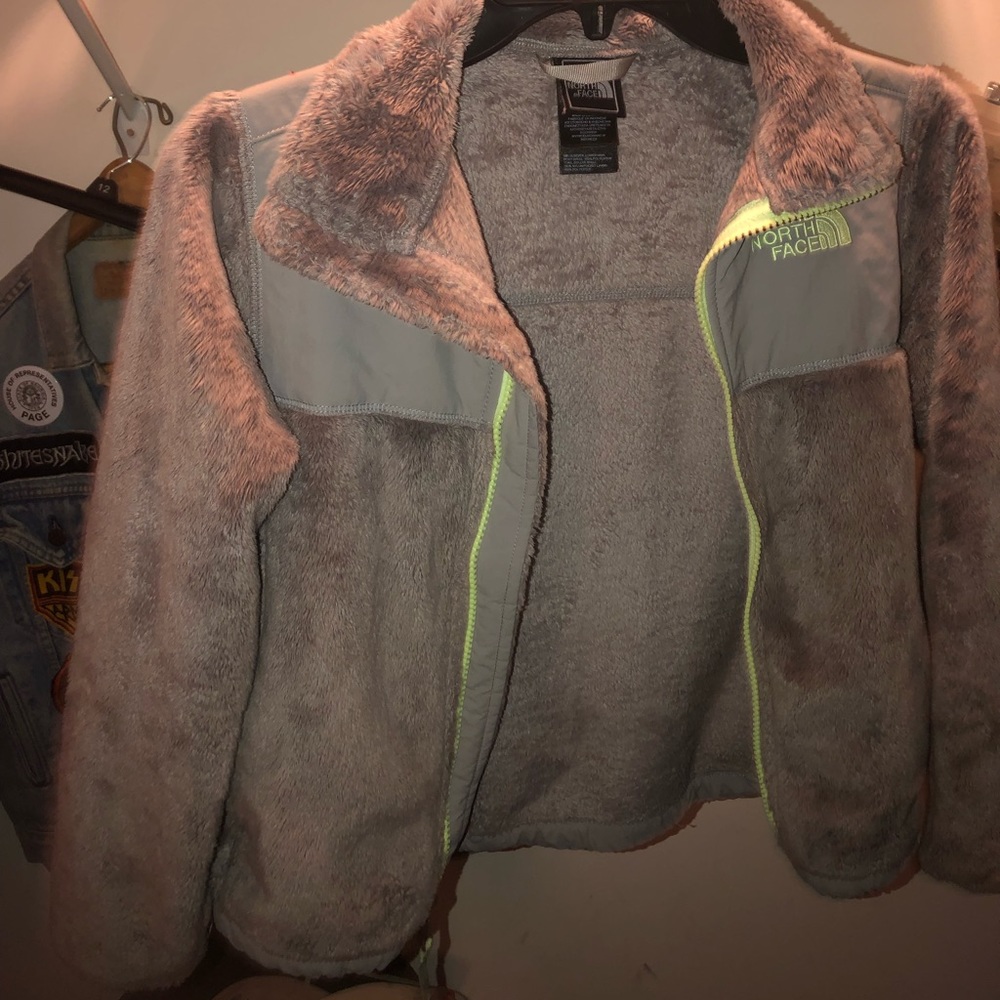 grey The North Face fleece jacket zip-up